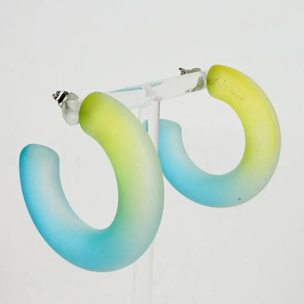 Chunky Matte Ombre Hoops Lime Green & Turquoise